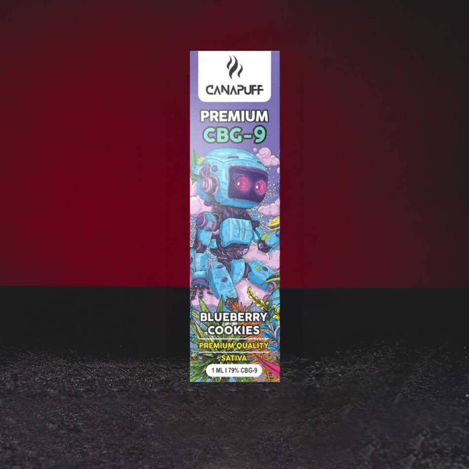 CBG9 Vape Pen 79% 1ml Blueberry Cookie – süßer Vape mit Noten von Blaubeeren, Cookie-Basis, Kiefer und feiner Kräuterminze